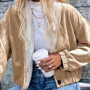 Teddy Lined Cropped Corduroy Jacket